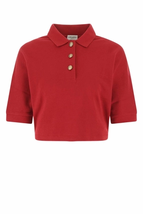 Saint Laurent Straight Hem Cropped Polo Top
