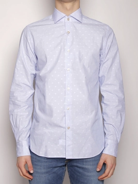 Shirt with Micro Stripes and White / light blue Polka Dots