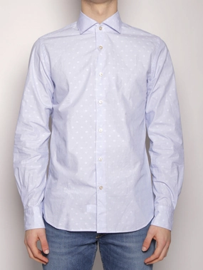 Shirt with Micro Stripes and White / light blue Polka Dots