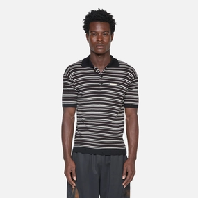 Stripe Polo Sweater Black | Brown