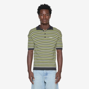 Stripe Polo Sweater Charcoal | Lime