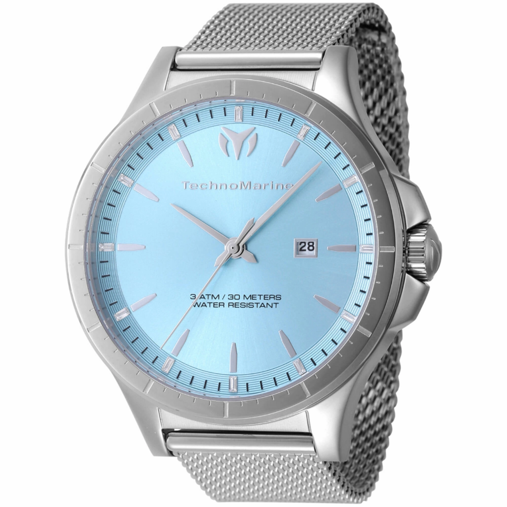 Technomarine Men's Watch - MoonSun Quartz Light Blue Dial Mesh Bracelet | TM-822005