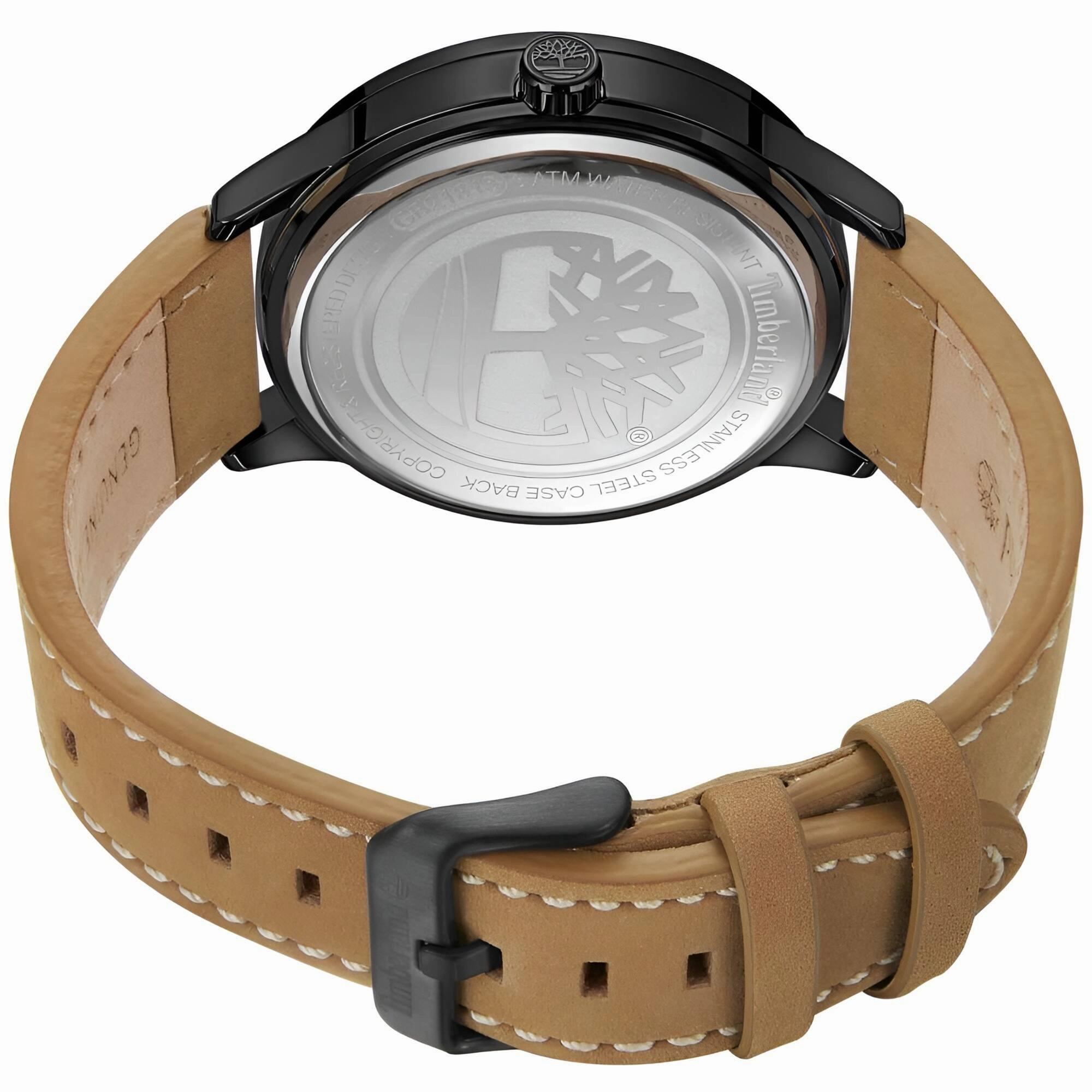 Timberland Men's Watch - Classic Black Dial Tan Leather Strap Date | TDWGB2181503