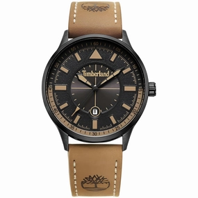 Timberland Men's Watch - Classic Black Dial Tan Leather Strap Date | TDWGB2181503