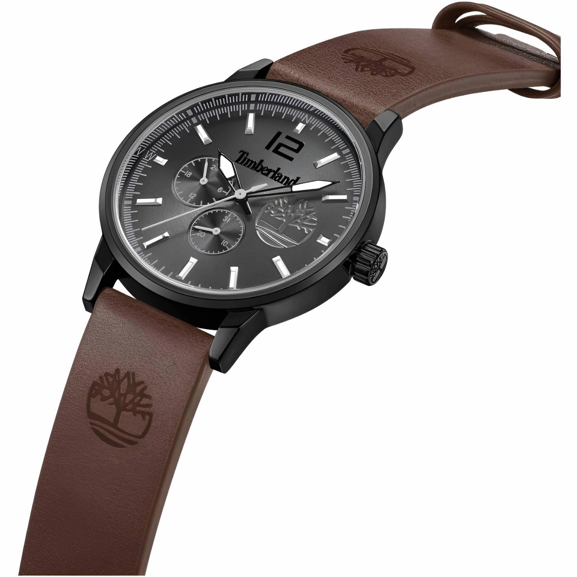 Timberland Men's Watch - Classic Grey Dial Brown Leather Strap Date | TDWGF9002301