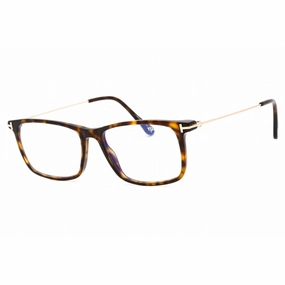 Tom Ford Men's Eyeglasses - Dark Havana Plastic Rectangular Frame | FT5758-B 052