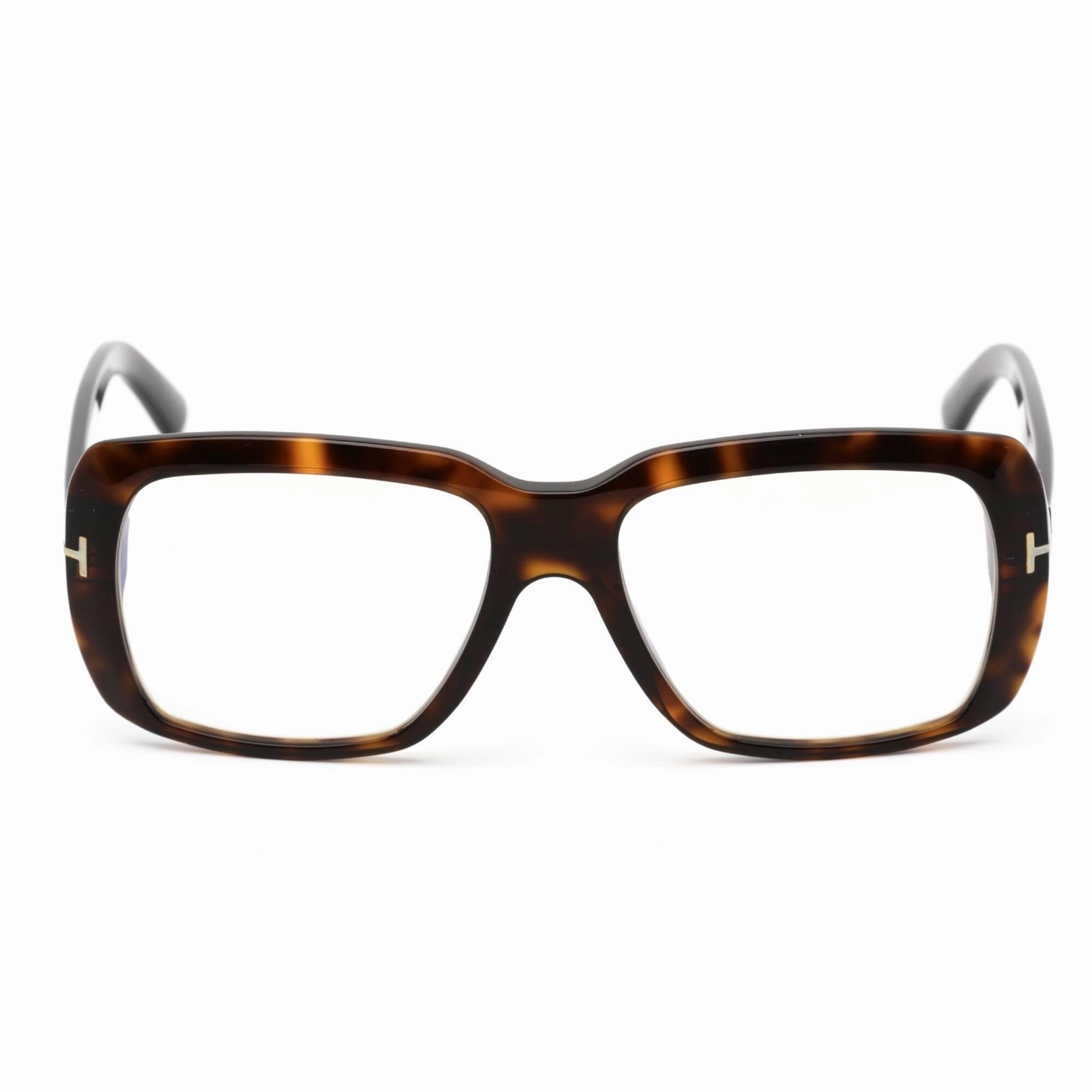 Tom Ford Men's Eyeglasses - Rectangular Shape Dark Havana Plastic Frame | FT5822-B 052