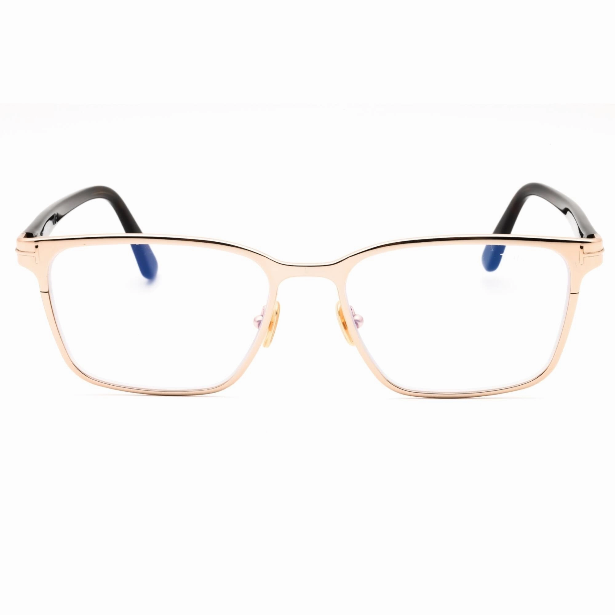 Tom Ford Men's Eyeglasses - Shiny Rose Gold Metal Rectangular Full Rim | FT5733-B 028