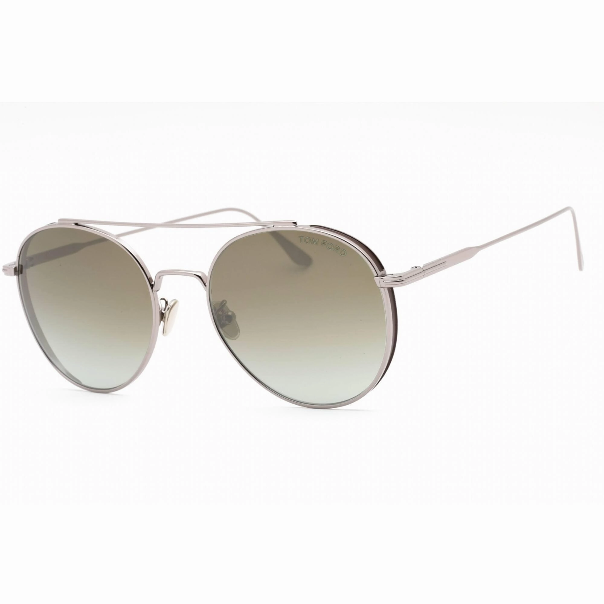 Tom Ford Men's Sunglasses - Shiny Light Ruthenium Metal Round Frame | FT0826-F 14Q