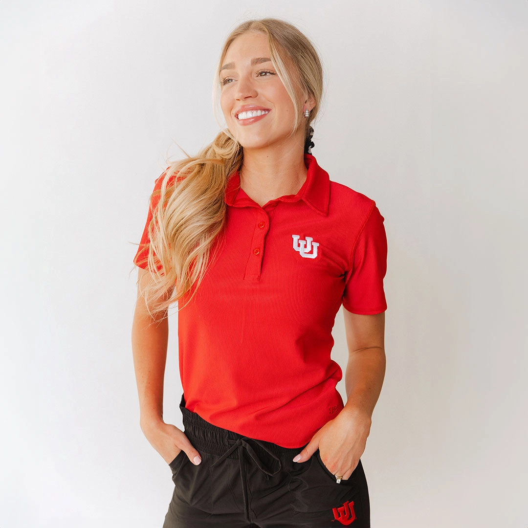 Utah Girl's Ribbed Polo, Crimson