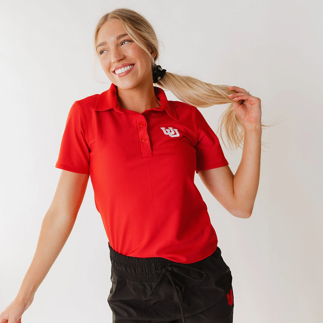 Utah Girl's Ribbed Polo, Crimson