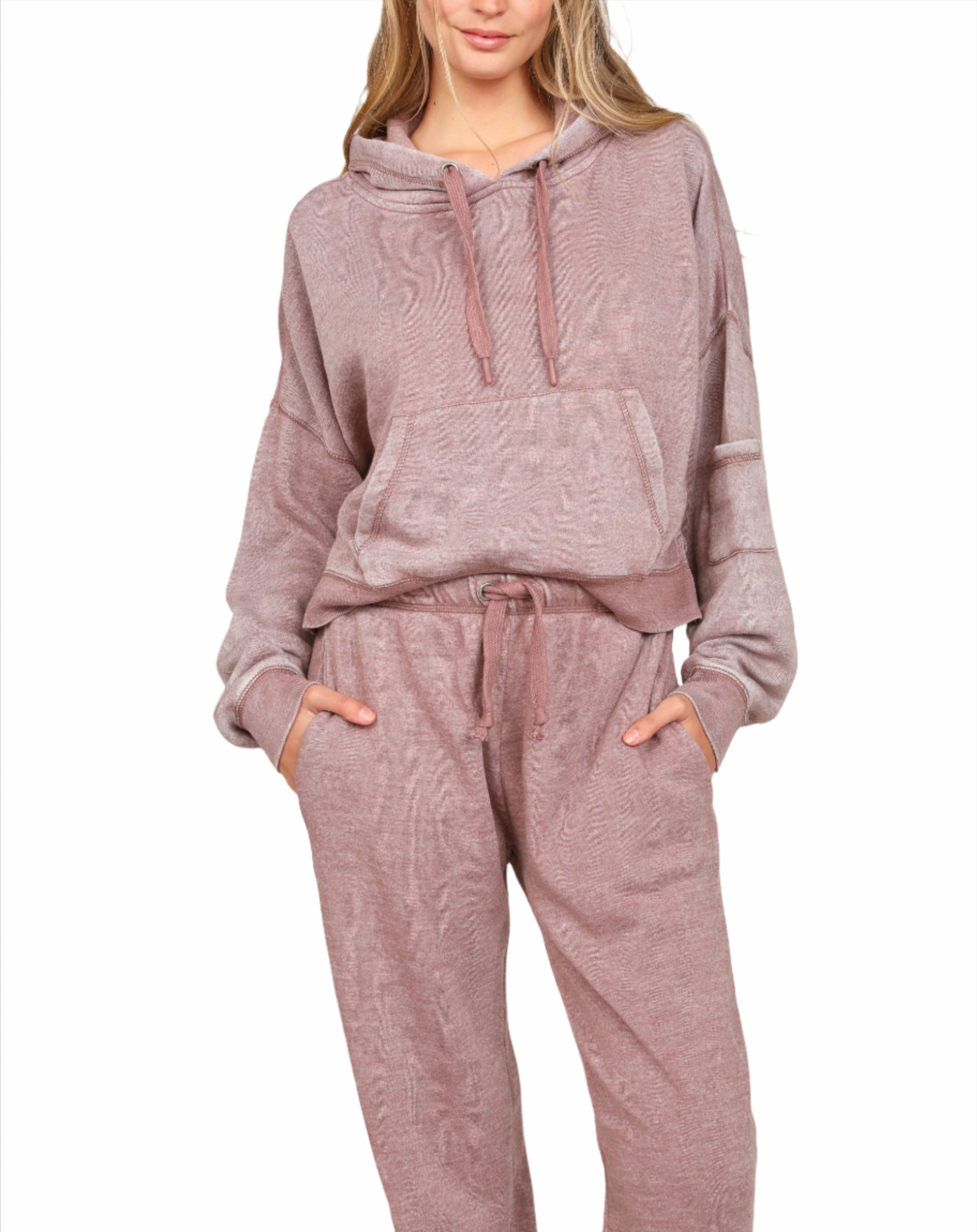 Vintage Havana Burnout Side Slit Hoodie VH9901 Elderberry