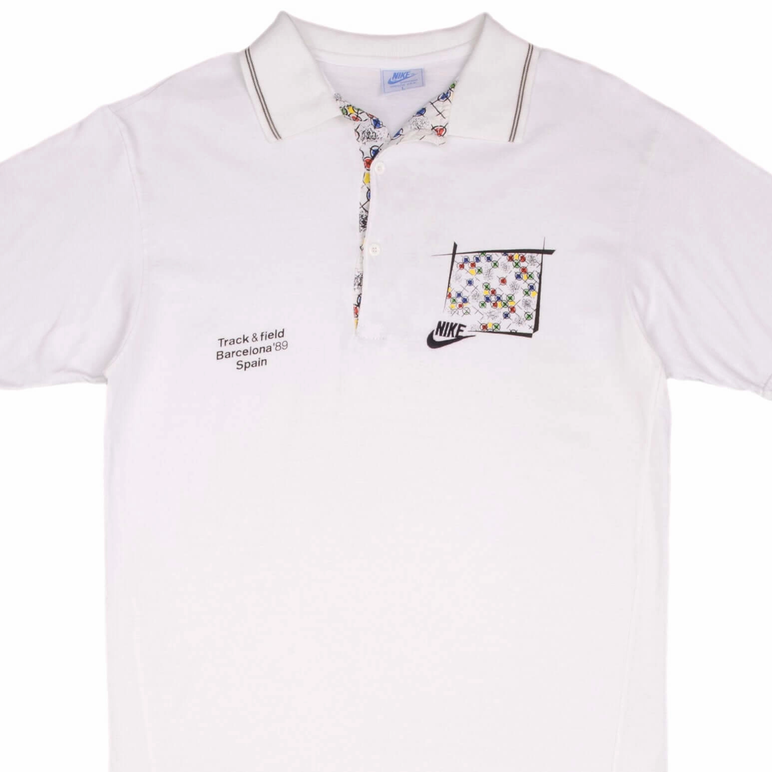 VINTAGE NIKE BARCELONA TRACK AND FIELD 1989 POLO SHIRT SIZE MEDIUM
