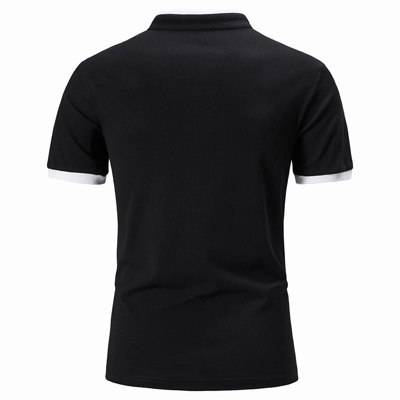 West Louis™ Cotton Short Sleeve Solid Color Polo Shirt