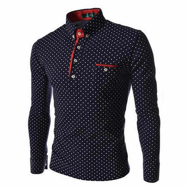 West Louis™ Polka Dot shirt collar Slim Fit Dress Shirt
