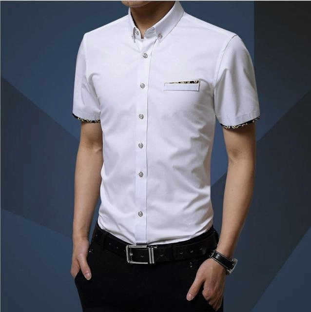 West Louis™ Short Sleeve Slim Fit Cotton Shirt